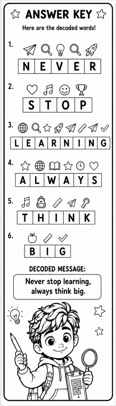 Answer key for the Leo Logic symbol word decoder
